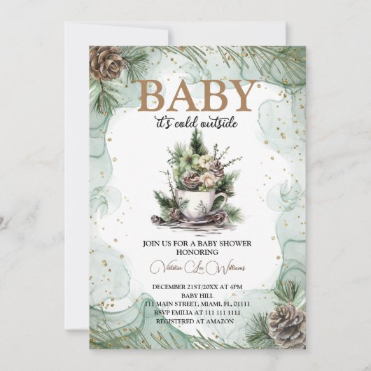 Winter Baby Het is Koud Evergreen Baby shower Kaart (Voorkant)