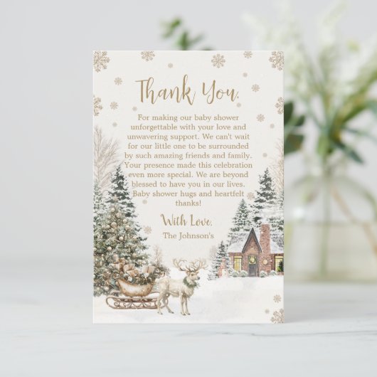 Winter Baby Het is koud, Snowflakes Baby shower Bedankkaart (Staand voorkant)
