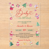 Winter Baby Het is koude Waterverf Baby shower Acryl Uitnodigingen (Voorkant)