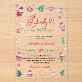 Winter Baby Het is koude Waterverf Baby shower Acryl Uitnodigingen