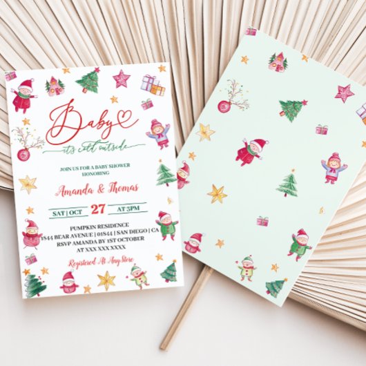 Winter Baby Het is koude Waterverf Baby shower Kaart