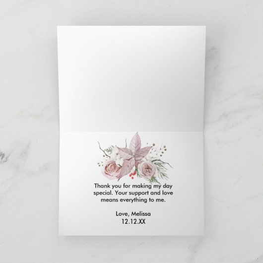 Winter baby in bloei 2 foto baby shower bedankkaart (Binnen)