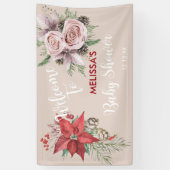 Winter baby in bloei poinsettia pinecones welkom spandoek (Verticaal)