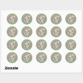 Winter baby in bloei roze bloemendennen groen ronde sticker (Vel)