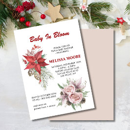 Winter baby in bloei roze bloemrood poinsettia kaart