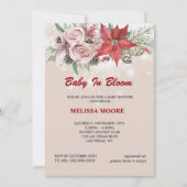 Winter baby in bloei roze bloemrood poinsettia kaart (Voorkant)