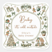 Winter Baby is koud buiten Baby shower Vierkante Sticker (Voorkant)