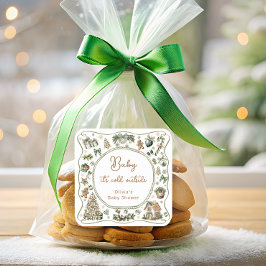 Winter Baby is koud buiten Baby shower Vierkante Sticker