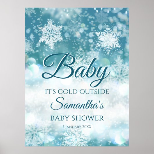 Winter baby is koud buiten baby shower welkom poster (Voorkant)