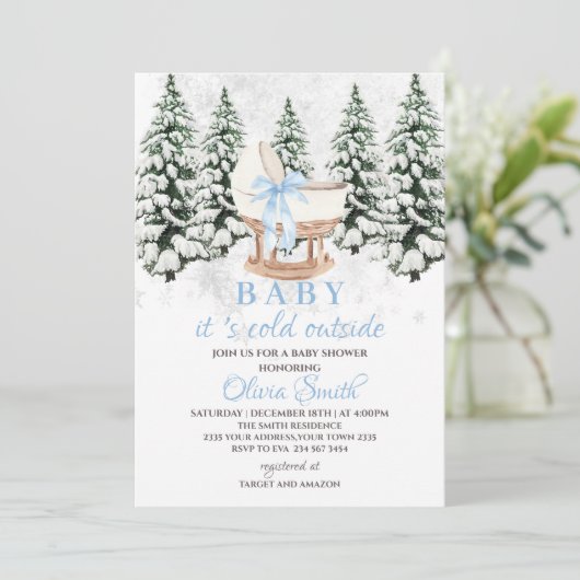 Winter Baby It's Cold Outside Baby Shower Kaart (Staand voorkant)
