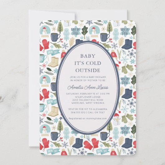 Winter Baby It's Cold Outside Cute Baby Shower  Kaart (Voorkant)