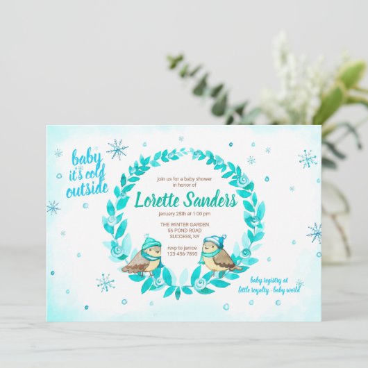 Winter Baby Jongen Douche Uitnodiging (Staand voorkant)