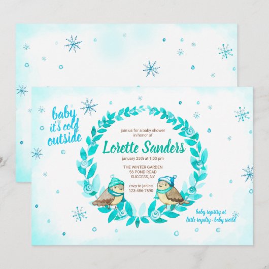 Winter Baby Jongen Douche Uitnodiging (Voorkant / Achterkant)