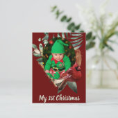 Winter Baby Kerstfeest Foto geboorteaankondiging Briefkaart (Staand voorkant)