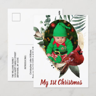 Winter Baby Kerstfeest Foto geboorteaankondiging Briefkaart