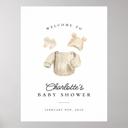 Winter Baby Kleding Baby shower Welkomstbord Poster (Voorkant)