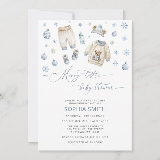 Winter Baby kleding Een vrolijk klein Baby shower Kaart (Voorkant)