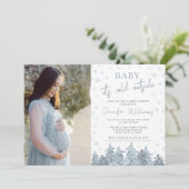 Winter baby koude buiten douche fotouitnodiging kaart (Staand voorkant)