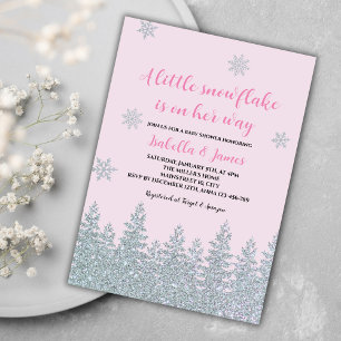 Winter Baby Meisje Shower Houtachtig Klein Sneeuwv Kaart