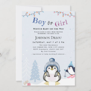 Winter Baby op Komst Winter Pinguïn Baby Shower Kaart
