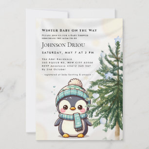 Winter Baby op Komst Winter Pinguïn Baby Shower Kaart