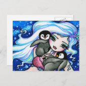 Winter Baby Pinguins Mermaid Fantasy Art Briefkaar Briefkaart (Voorkant / Achterkant)