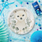 Winter Baby Polar Beer Eucalyptus Greenery Gold Papieren Bordje (Feest)