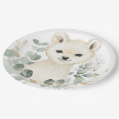 Winter Baby Polar Beer Eucalyptus Greenery Gold Papieren Bordje (Gekanteld)