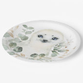 Winter Baby Seal Greenery Gold Wreath Birthday Papieren Bordje (Gekanteld)