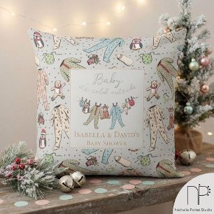 Winter Baby Shower Accentkussen Kussen
