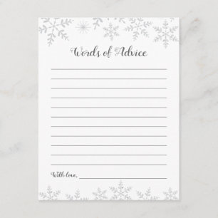 Winter Baby shower Advice Card Silver Snowflakes Informatiekaartje