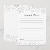 Winter Baby shower Advies Kaart Zilveren Sneeuwvlo (Voorkant / Achterkant)