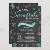 Winter Baby shower Aqua Snowflake Chalkboard Kaart (Voorkant / Achterkant)