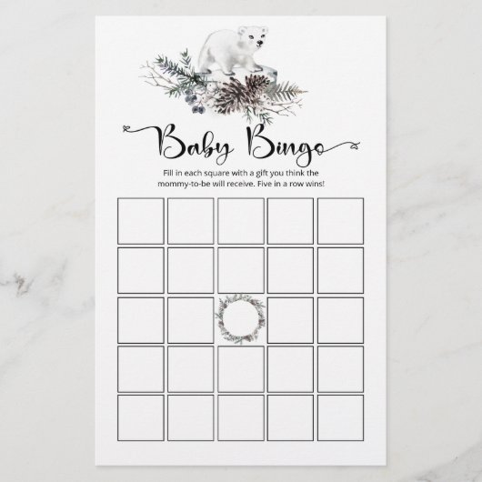 Winter baby shower baby bingo (Voorkant)