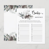Winter Baby shower Baby Naam Race Game (Voorkant / Achterkant)