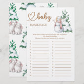 Winter Baby shower Baby Naam Race Game (Voorkant / Achterkant)