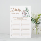 Winter Baby shower Baby Naam Race Game (Staand voorkant)
