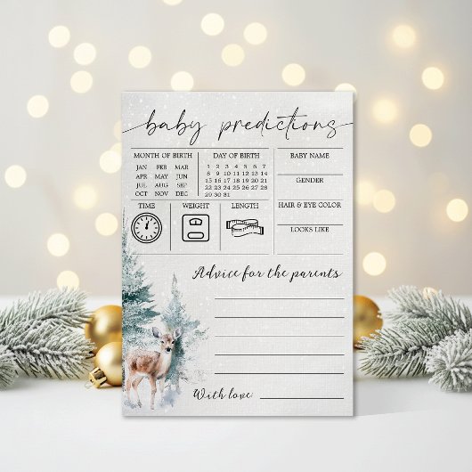 Winter Baby Shower Baby Predictions & Advice Card Kaart