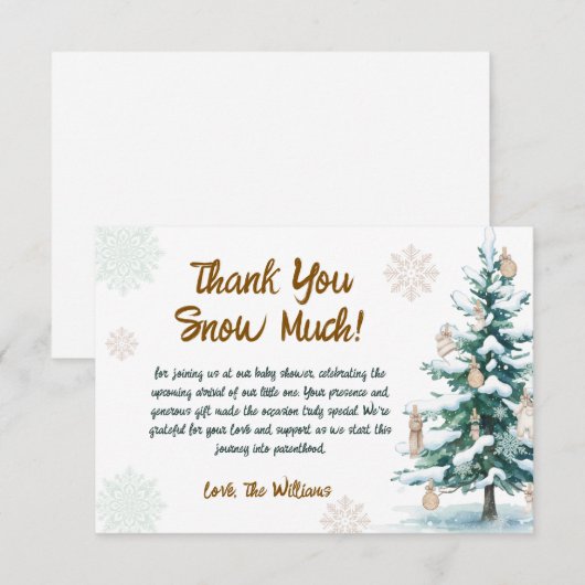 Winter Baby Shower  Bedankkaart (Voorkant / Achterkant)