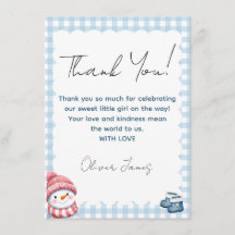 Winter Baby Shower Bedankkaart Sneeuwman