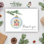 Winter baby shower bedankt<br><div class="desc">Wintertak met een speelgoed. Waterverf baby shower uitnodiging met kerstgrenen tak met Nieuwjaar speelgoed ballen in een peperkoekenhuis. Overeenkomende objecten beschikbaar.</div>