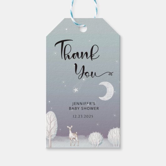 Winter baby shower bedankt cadeau labels cadeaulabel (Voorkant)