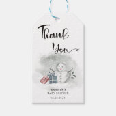 Winter baby shower bedankt cadeaulabel (Voorkant)