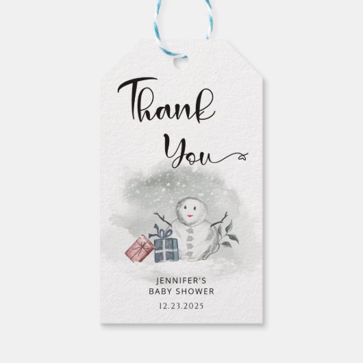 Winter baby shower bedankt cadeaulabel (Achterkant)