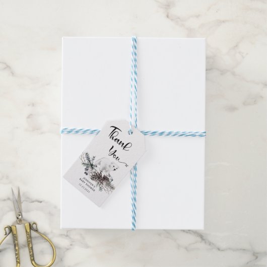 Winter baby shower bedankt cadeaulabel (Met Touw)