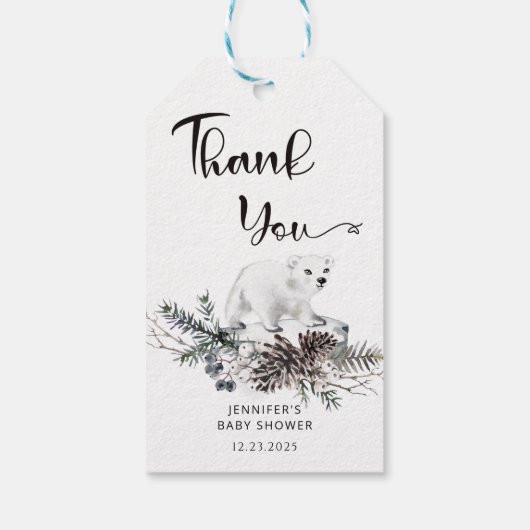 Winter baby shower bedankt cadeaulabel (Achterkant)