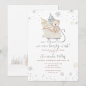 Winter Baby shower Beer en sneeuwneutraal uitnodig Save The Date (Voorkant / Achterkant)