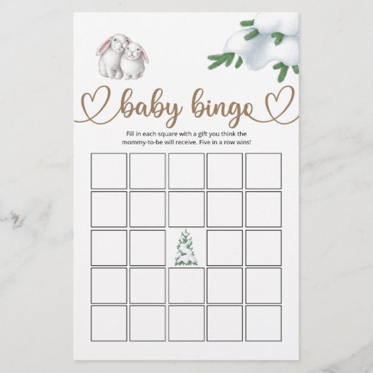 Winter Baby shower Bingo Game (Voorkant)