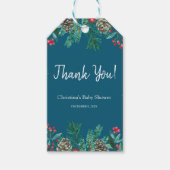 Winter Baby shower Blauw Cadeaulabel (Voorkant)