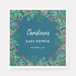 Winter Baby shower Blauw Servet
